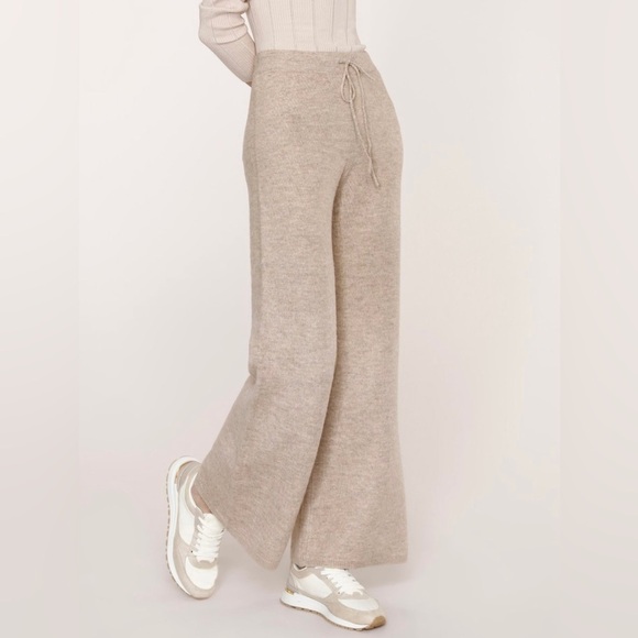 Heartloom Pants - HEARTLOOM Kiera Wide Leg Knit Sweater Pants Putty L